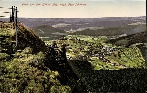 Ak Oberschönau Steinbach Hallenberg Thüringer Wald, Blick von der Hohe Möst, Panorama