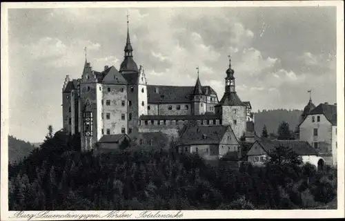 Ak Lauenstein Ludwigsstadt Oberfranken, Burg Lauenstein, Nordseite, Totalansicht