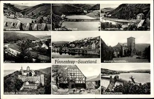 Ak Finnentrop im Sauerland, Illeschlade, Schloss Schnellenberg, Bauernhaus, Listertalsperre