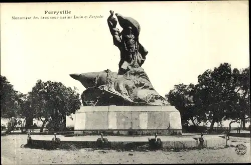 Ak Menzel Bourguiba Ferryville Tunesien, Monument des deux sous-marins Lutin et Farfadet