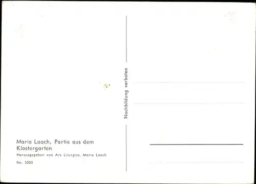 Ak Maria Laach Glees in der Eifel, Abtei, Partie aus dem Klostergarten, Teich