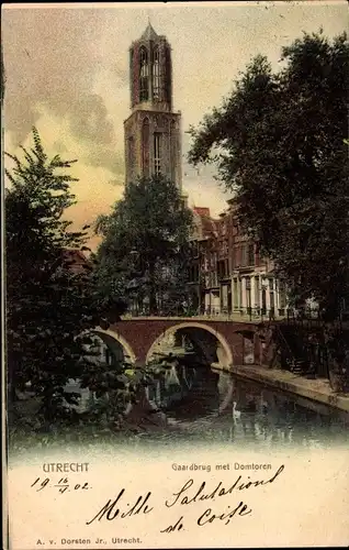 Ak Utrecht Niederlande, Gaardbrug met Domtoren