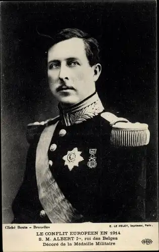 Ak Albert I., Roi des Belges, Decore de la Medaille Militaire