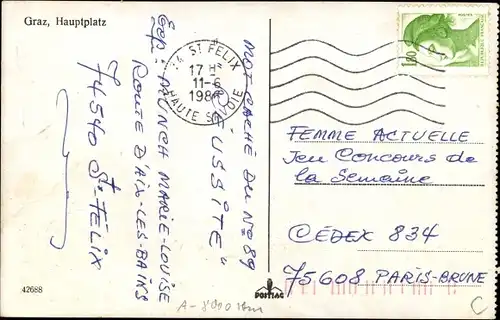 Künstler Ak Graz Steiermark, Hauptplatz, Statue, Schlossberg