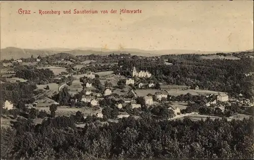 Ak Graz Steiermark, Rosenberg und Sanatorium von der Hilmwarte