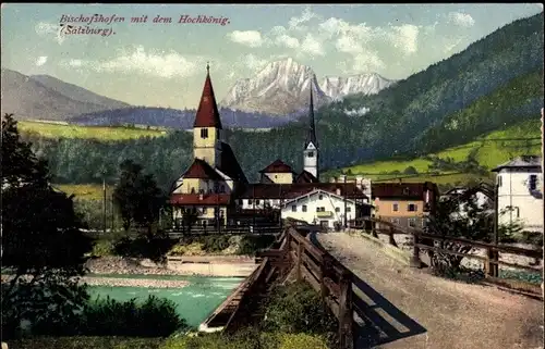 Ak Bischofshofen in Salzburg, Dorfpartie mit Hochkönig