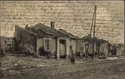 Ak Etong Ardennes, Straßenpartie, Kriegszerstörung 1. WK