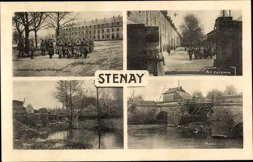 Ak Stenay Lothringen Meuse, Aufziehen der Wache, Art. Kaserne, Maas