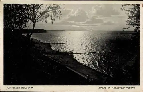 Ak Swetlogorsk Rauschen Ostpreußen, Strand im Abendsonnenglanz