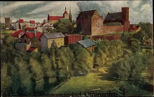 Künstler Ak Olsztyn Allenstein Ostpreußen, Abstimmungsgebiet, Panorama