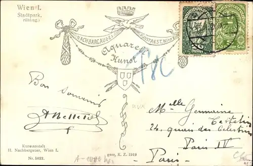 Ak Wien 1 Innere Stadt, Stadtpark