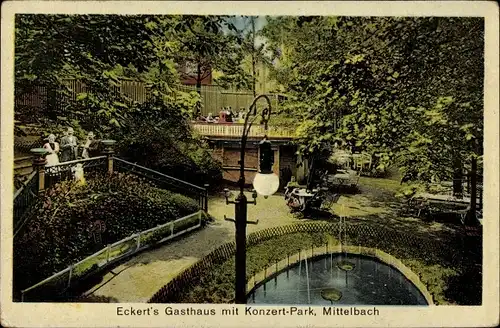 Ak Mittelbach Chemnitz in Sachsen, Eckerts Gasthaus mit Konzert-Park