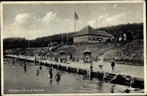 Ak Schwaan in Mecklenburg, Strand a. d. Warnow