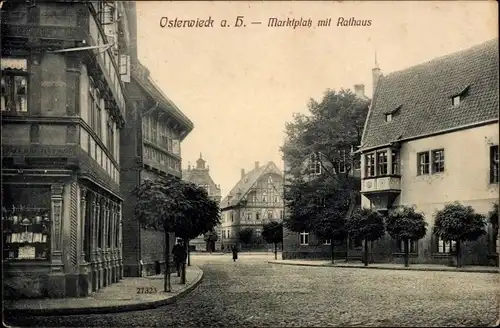 Ak Osterwieck am Harz, Marktplatz mit Rathaus