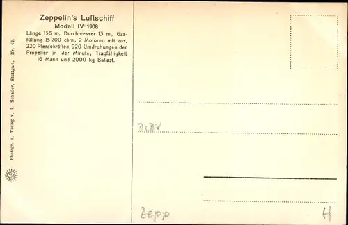 Ak Stuttgart, Zeppelin's Luftschiff Modell IV 1908, letzte Landung vor der Katastrophe