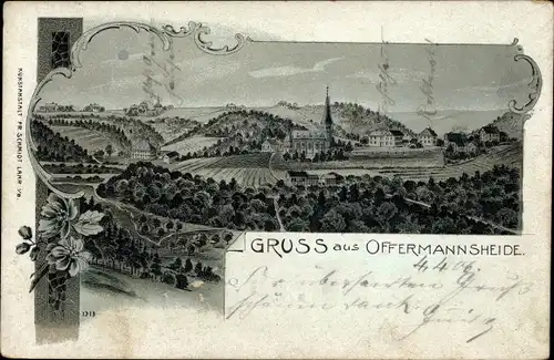 Litho Offermannsheide Kürten in Nordrhein Westfalen, Panorama vom Ort