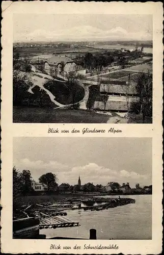 Ak Glindow Werder an der Havel, Blick von der Glindower Alpen, Blick von der Schneidemühle