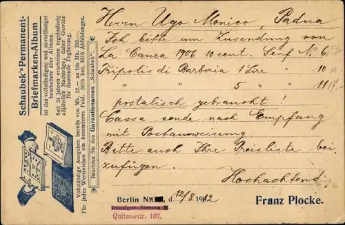 Ak Schaubek Permanent Briefmarkenalbum, Reklame, Franz Plocke