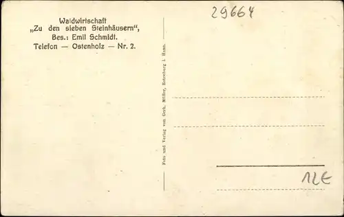 Ak Ostenholz Hartem Osterheide, Waldwirtschaft Zu den sieben Steinhäusern