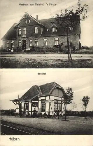 Ak Hülsen Dörverden in Niedersachsen, Bahnhof, Gasthof zum Bahnhof