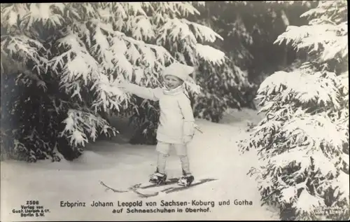 Ak Oberhof, Erbprinz Johann Leopold von Sachsen Coburg Gotha, Ski
