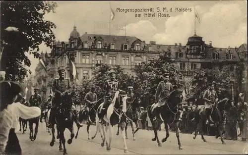 Künstler Ak Wiesbaden in Hessen, Morgenspazierritt S.M. d. Kaisers Wilhelm II.