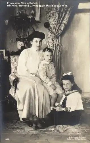 Ak Prinzessin Max von Baden, Prinz Berthold, Prinzessin Maria Alexandra