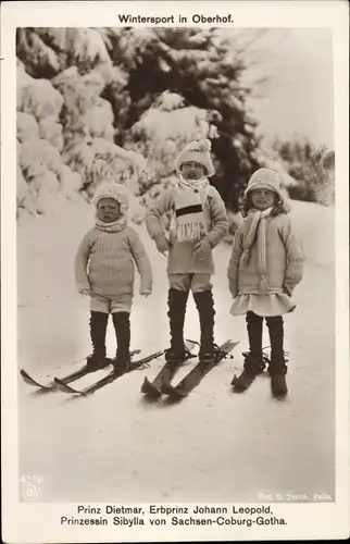 Ak Prinz Dietmar, Erbprinz Johann Leopold, Prinzessin Sibylla von Sachsen-Coburg-Gotha