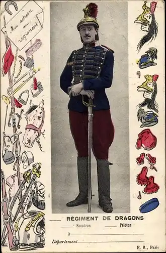 Ak Regiment de Dragons, französischer Dragoner in Uniform