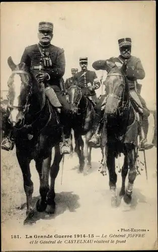 Ak Le General Joffre et le General de Castelnau visitent le front, 1914