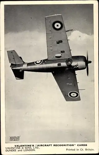 Ak Britisches Militärflugzeug, Grumman Martlet II, Royal Air Force, Aircraft Recognition Card