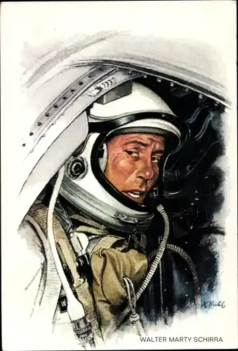 Künstler Ak Walter Marty Schirra, US-Amerikanischer Astronaut