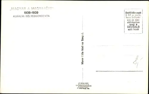 Briefmarken Ak Ungarn, Magyar a Magyarert, Denkmal, Soldat, Munka'cs, Kassa