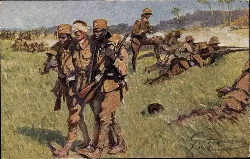 Künstler Ak Grotemeyer, Fritz, Askaritreue in Deutsch Ostafrika, Kolonialkrieger