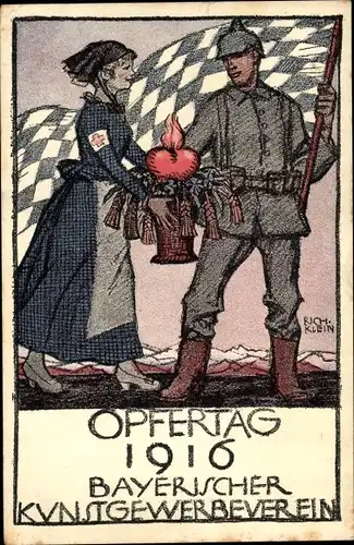 Künstler Ak Klein, Rich., Opfertag 1916, Bayerischer Kunstgewerbeverein, 1. WK