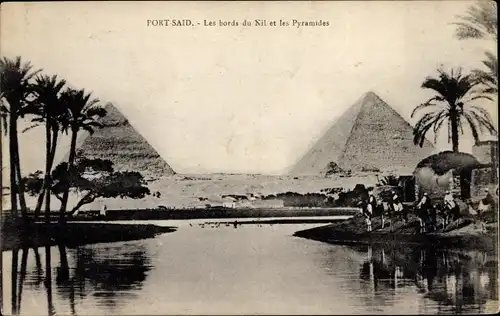 Ak Port Said Algerien, Les bords du Nil et les Pyramides