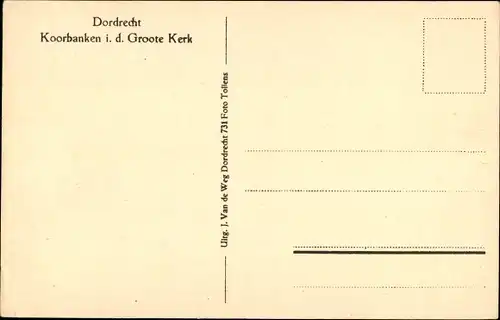 Ak Dordrecht Südholland Niederlande, Koorbanken i. d. Groote Kerk