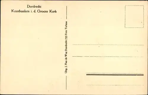 Ak Dordrecht Südholland, Groote Kerk, Große Kirche, Koorbanken