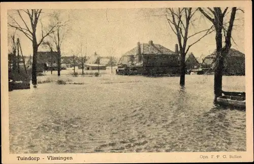 Ak Vlissingen Zeeland Niederlande, Tuindorp, Watersnood, Überschwemmung