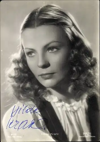 Ak Schauspielerin Hilde Krahl, Portrait, Autogramm