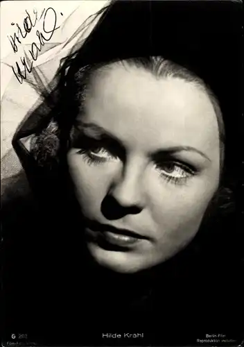 Ak Schauspielerin Hilde Krahl, Portrait, Autogramm