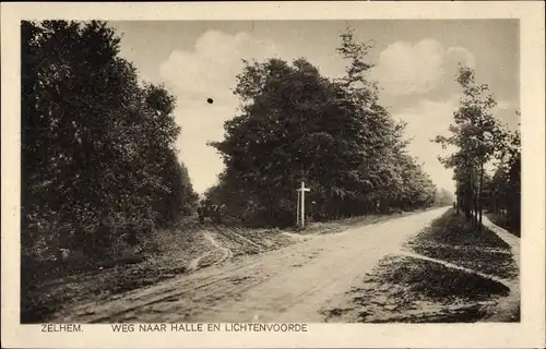 Ak Zelhem Gelderland Niederlande, Weg naar Halle en Lichtenvoorde
