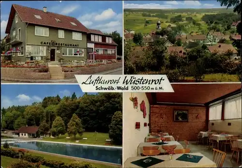 Ak Wüstenrot in Württemberg, Cafe Restaurant Schönblick, Außenansicht, Schwimmbecken