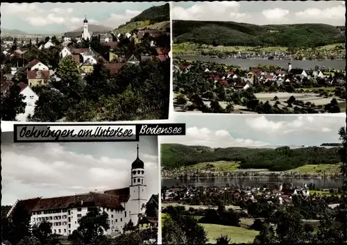 Ak Öhningen am Untersee in Baden, Panorama, Kirche, Außenansicht, Gewässer