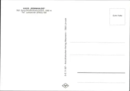 Ak Saig Lenzkirch im Schwarzwald, Haus Sonnhalde, Außenansicht, Umgebung, Speisesaal