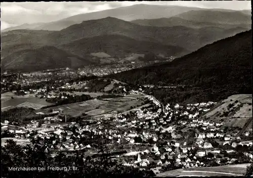 Ak Merzhausen im Kreis Breisgau Hochschwarzwald, Panorama, Luftbild