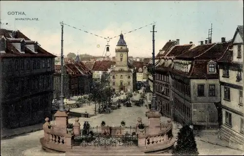 Ak Gotha in Thüringen, Marktplatz, Wohnhäuser, Rathaus