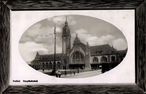 Passepartout Ak Krefeld am Niederrhein, Hauprbahnhof, Außenansicht