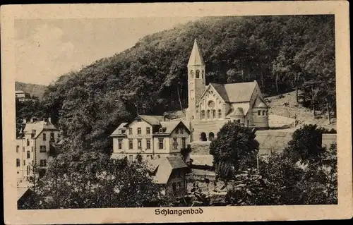 Ak Schlangenbad im Taunus, Blick zur Villa Werner und Kirche