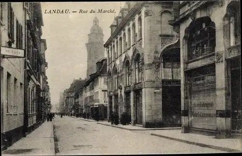 Ak Landau in der Pfalz, Rue du Marche, Geschäft Ph. Lutz